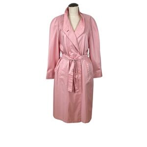 Alorna Women’s NWOT Long Belted Rain Pink Trench Coat Sz 9/10 Petite